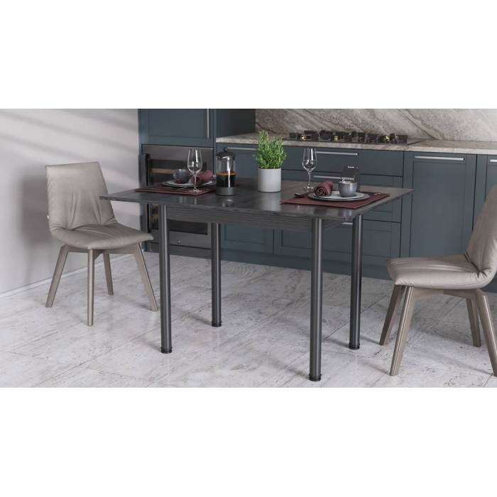 Обеденный раскладной стол трансформер Берта Ferrum-decor 750x1400x900 Черный металл ДСП Венге Магия 16 мм (FRD-105180)