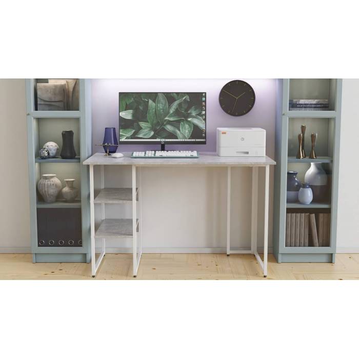 Стіл письмовий Кевін Ferrum-decor 75x120x60 Білий метал ДСП Бетон 16 мм (FRD-106550)