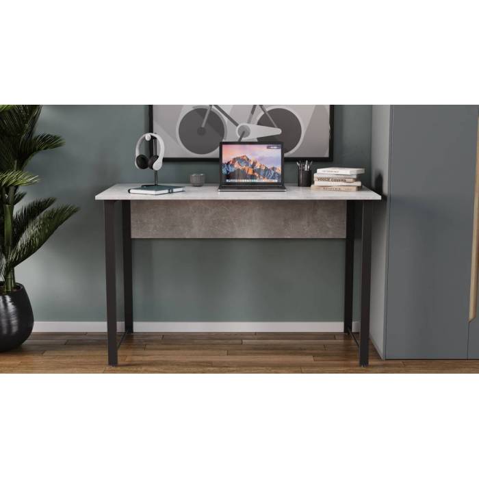 Письменный стол Курт Ferrum-decor 75x140x60 Черный металл ДСП Бетон 32 мм (FRD-106630)