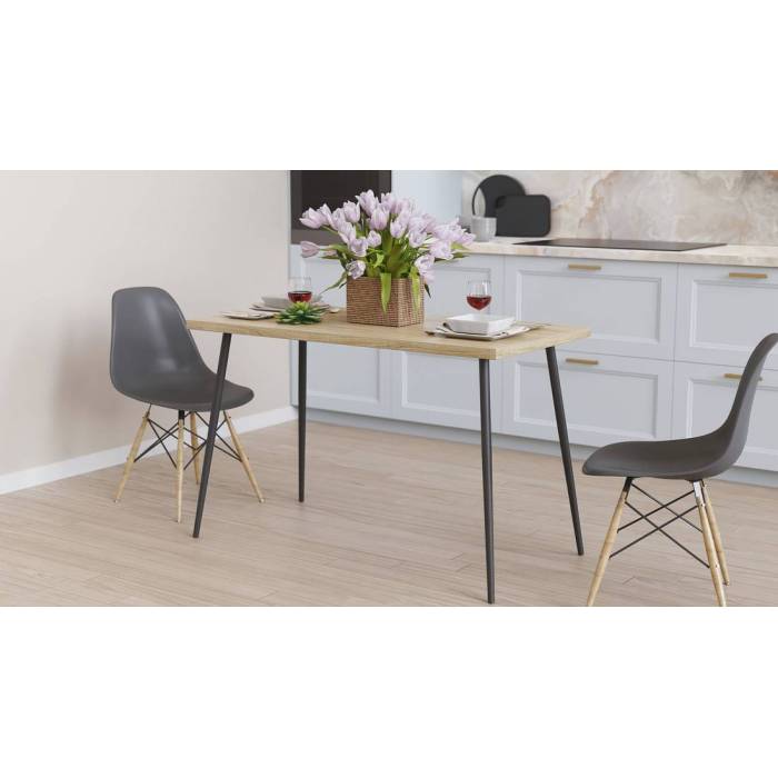 Кухонний стіл Марсель 30 Ferrum-decor 75x120x70 Чорний метал ДСП Дуб Сонома 32 мм (FRD-106690)