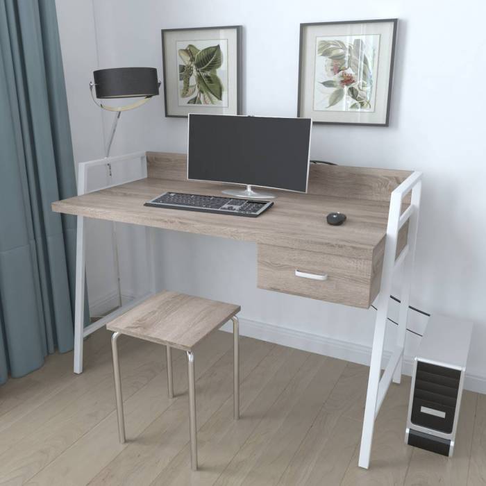 Письмовий стіл Ferrum-decor 750x1000x600 Білий метал ДСП Дуб Сонома Трюфель 32 мм (FRD-103440)