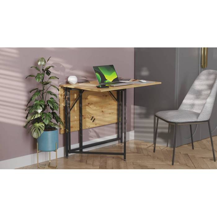 Стол трансформер книга Вуди Ferrum-decor 75x130x90 Черный металл ДСП Дуб Артизан 16 мм (FRD-106750)