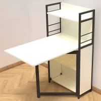 Стіл книга з етажеркою Практик 1 Ferrum-decor 1200x640x990 Чорний метал ДСП Білий 16 мм (FRD-104611)