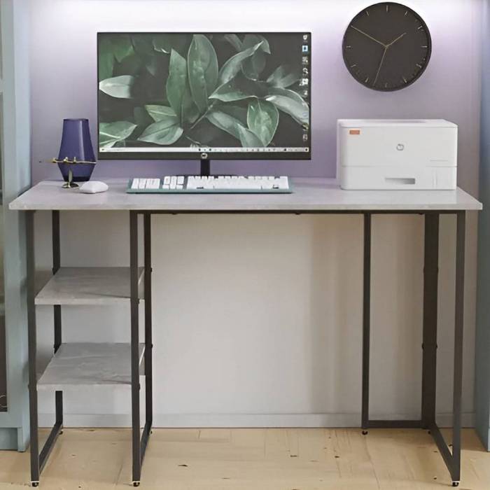 Письменный стол Кевин Ferrum-decor 75x100x70 Черный металл ДСП Бетон 16 мм (FRD-106561)