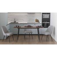 Стол кухонный раскладной Данди на конусных ногах Ferrum-decor 75x120(160)x70 Черный металл ДСП Дуб Сонома Трюфель 16 мм (FRD-106781)