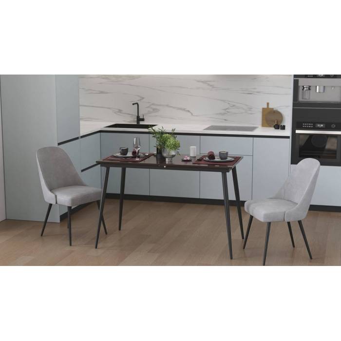 Стіл кухонний розкладний Данді на конусних ногах Ferrum-decor 75x120(160)x60 Чорний метал ДСП Венге Магія 16 мм (FRD-106771)