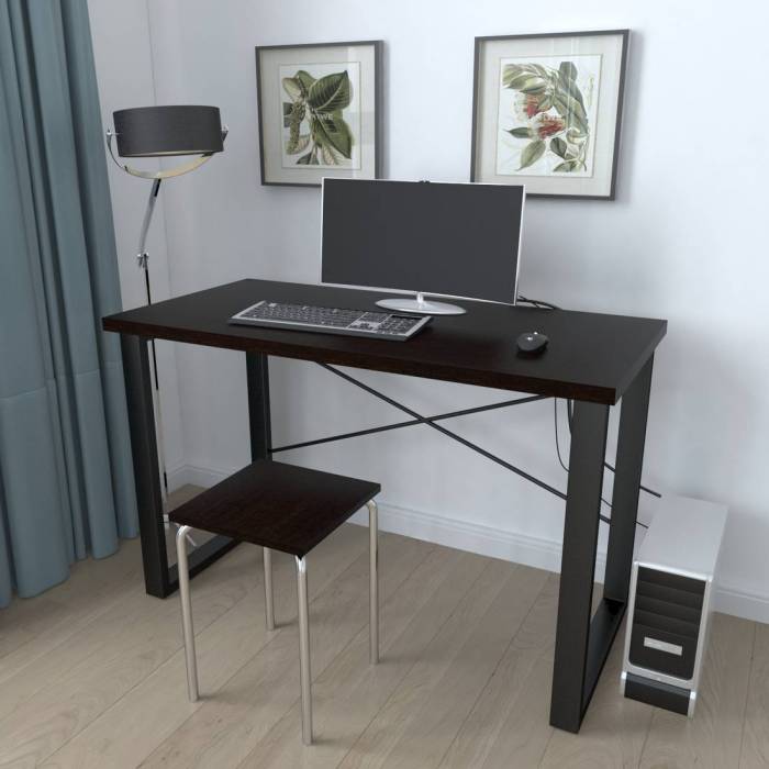 Письмовий стіл Ferrum-decor Драйв 750x1000x600 Чорний метал ДСП Венге Магія 32 мм (FRD-105341)