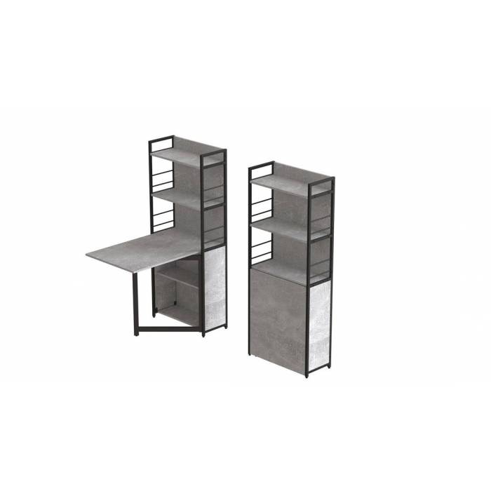 Стіл книга з етажеркою Практик 2 Ferrum-decor 1555x640x990 Чорний метал ДСП Бетон 16 мм (FRD-104631)