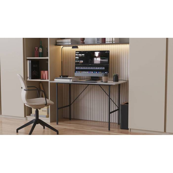 Стіл письмовий TIME Тайм Ferrum-decor 750x1200x600 Чорний метал ДСП Бетон 16 мм (FRD-104891)