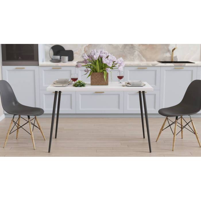 Кухонний стіл Марсель 30 Ferrum-decor 75x120x60 Чорний метал ДСП Білий 32 мм (FRD-106741)