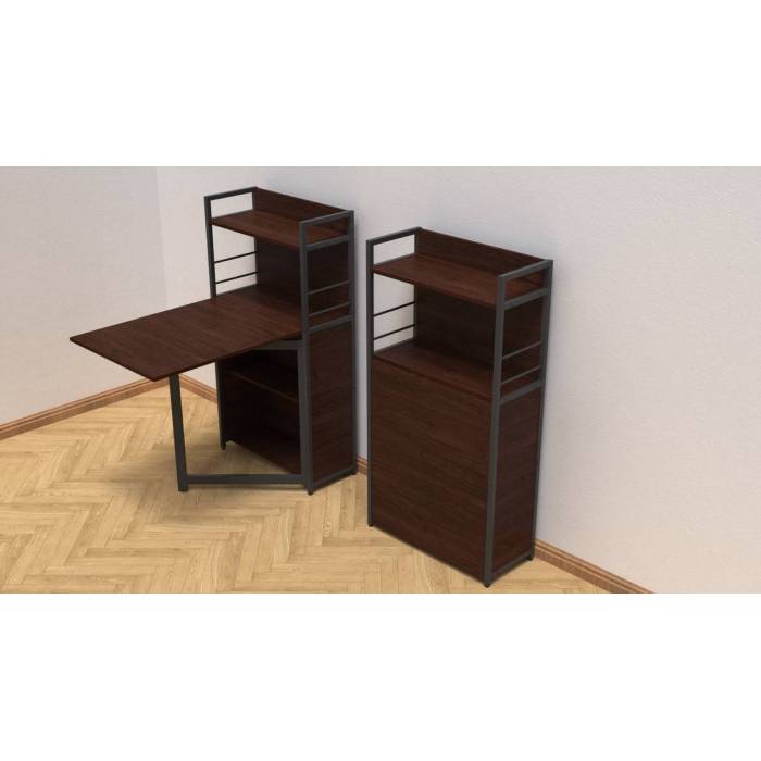 Стіл книга з етажеркою Практик 1 Ferrum-decor 1200x640x990 Чорний метал ДСП Венге Магія 16 мм (FRD-105391)