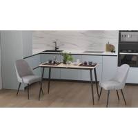 Стол кухонный раскладной Данди на конусных ногах Ferrum-decor 75x120(160)x70 Черный металл ДСП Дуб Сан-Марино 16 мм (FRD-106782)