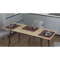 Стіл кухонний розкладний Данді на конусних ногах Ferrum-decor 75x120(160)x60 Чорний метал ДСП Дуб Сонома 16 мм (FRD-106772)