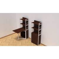 Стіл книга з етажеркою Практик 2 Ferrum-decor 1555x640x990 Білий метал ДСП Венге Магія 16 мм (FRD-105392)