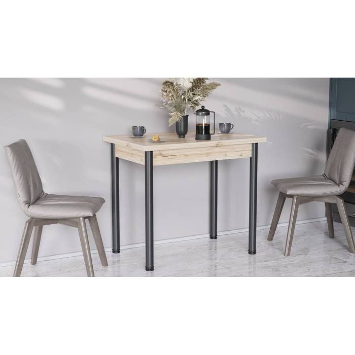 Обідній стіл-формер розкладний Берта Ferrum-decor 750x1200x900 Чорний метал ДСП Дуб Сан-Марино 16 мм (FRD-105172)