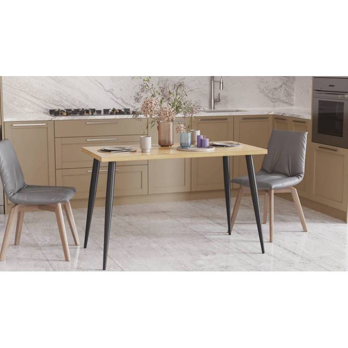 Кухонный стол Марсель 50 Ferrum-decor 75x120x60 Черный металл ДСП Дуб Артизан 32 мм (FRD-106702)