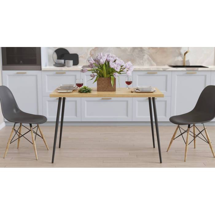 Кухонний стіл Марсель 30 Ferrum-decor 75x120x60 Чорний метал ДСП Дуб Артизан 32 мм (FRD-106742)