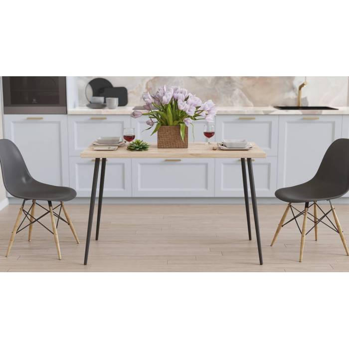 Кухонный стол Марсель 30 Ferrum-decor 75x120x70 Черный металл ДСП Дуб Сан-Марино 32 мм (FRD-106692)