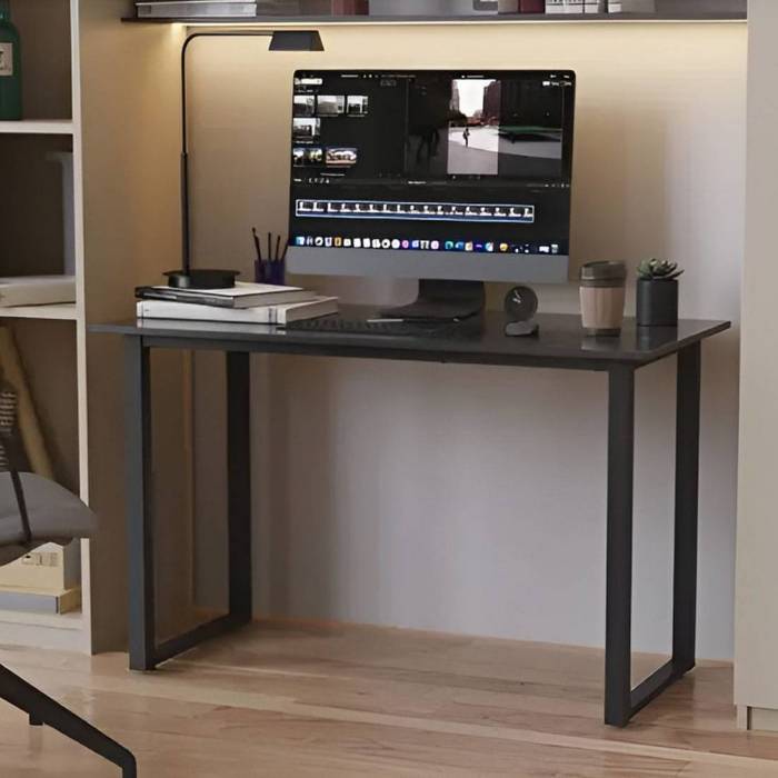 Письменный стол Кнап 2 Ferrum-decor 750x1400x700 Черный металл ДСП Сосна Кембра 16 мм (FRD-106433)
