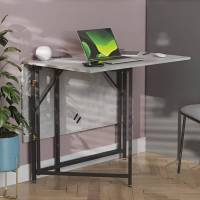Стол трансформер книга Вуди Ferrum-decor 75x130x90 Черный металл ДСП Бетон 16 мм (FRD-106743)