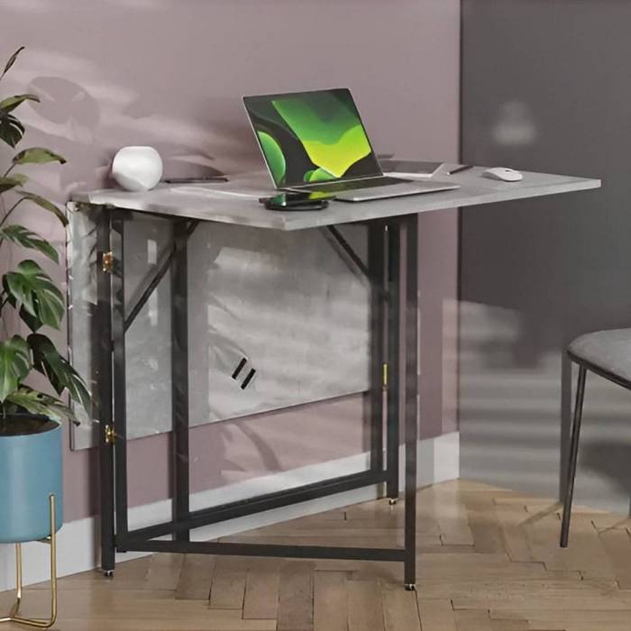 Стол трансформер книга Вуди Ferrum-decor 75x130x90 Черный металл ДСП Бетон 16 мм (FRD-106743)