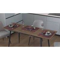 Стіл кухонний розкладний Данді на конусних ногах Ferrum-decor 75x120(160)x60 Чорний метал ДСП Дуб Сонома Трюфель 16 мм (FRD-106773)