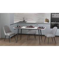 Стол кухонный раскладной Данди на конусных ногах Ferrum-decor 75x120(160)x70 Черный металл ДСП Белый 16 мм (FRD-106783)