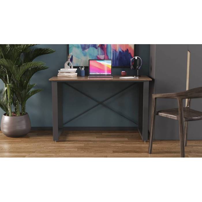 Письмовий стіл Ferrum-decor Драйв 750x1400x600 Чорний метал ДСП Дуб Сонома Трюфель 16 мм (FRD-103133)