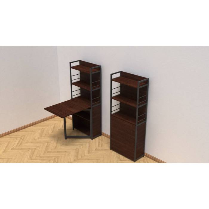 Стіл книга з етажеркою Практик 2 Ferrum-decor 1555x640x990 Чорний метал ДСП Венге Магія 16 мм (FRD-105393)