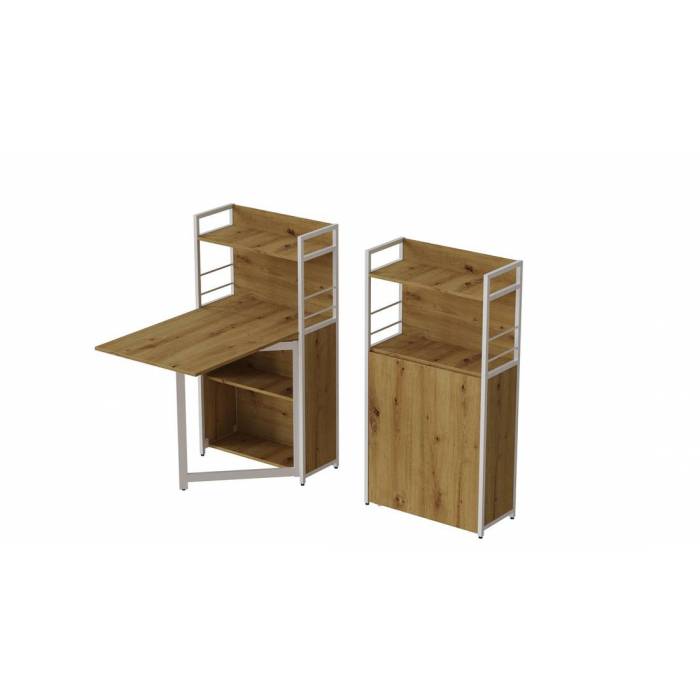 Стіл книга з етажеркою Практик 1 Ferrum-decor 1200x640x990 Білий метал ДСП Дуб Артизан 16 мм (FRD-104623)
