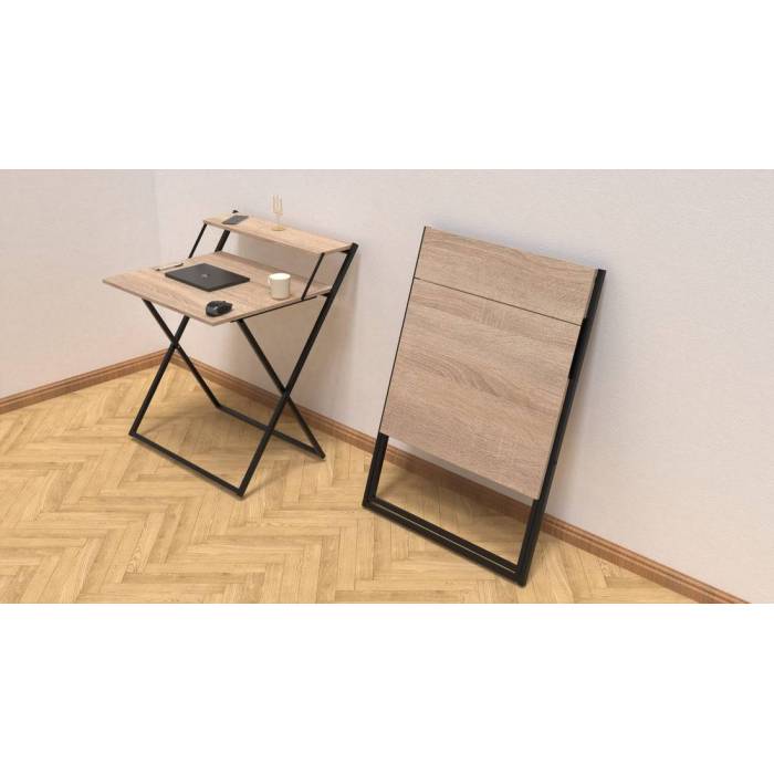 Стол трансформер Компакт 2 Ferrum-decor 750x790x720 Черный металл ДСП Дуб Сонома 16 мм (FRD-104693)