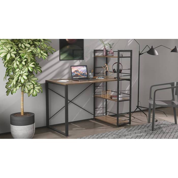 Письмовий стіл Ferrum-decor Серії Конект з етажеркою 75x120x60 чорний ДСП Дуб Сонома Трюфель 16мм (FRD-104223)