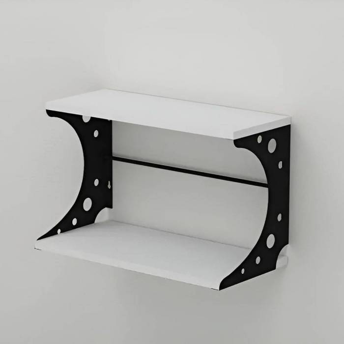 Полиця настінна Ferrum-decor Букін 330x700x240 метал Чорний ДСП Білий 16 мм (FRD-102884)