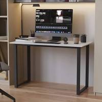 Стіл письмовий Кнап 2 Ferrum-decor 750x1200x600 Чорний метал ДСП Білий 16 мм (FRD-106394)