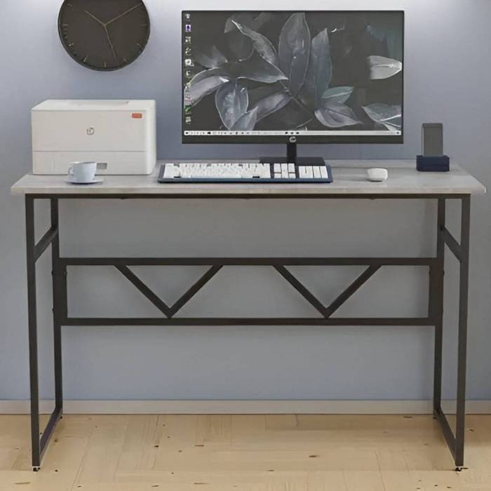 Стол письменный Райан Ferrum-decor 750x1400x700 Черный металл ДСП Бетон 32 мм (FRD-106504)
