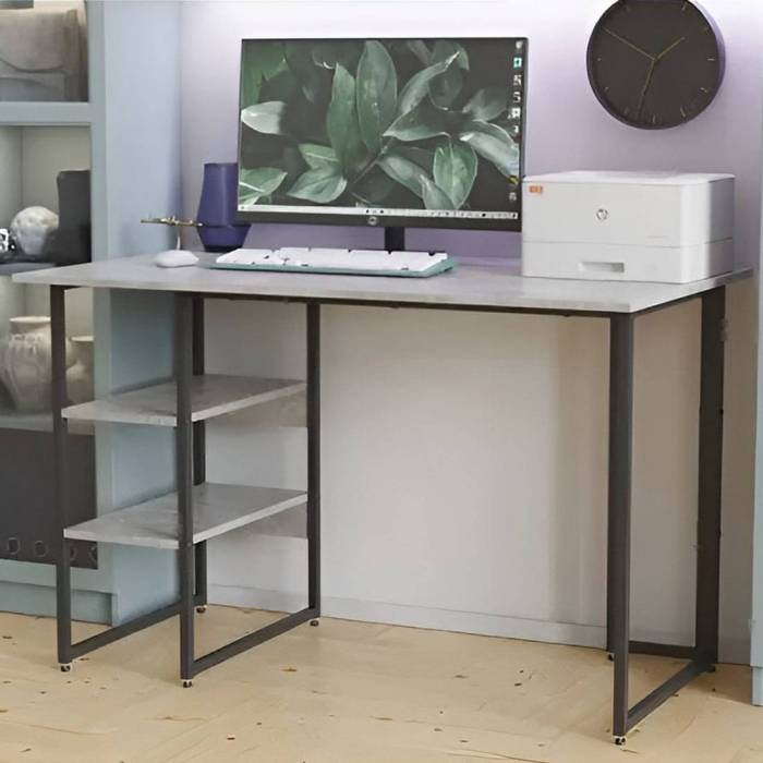 Письменный стол Кевин Ferrum-decor 75x100x70 Черный металл ДСП Бетон 32 мм (FRD-106564)