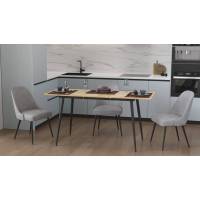 Стол кухонный раскладной Данди на конусных ногах Ferrum-decor 75x120(160)x70 Черный металл ДСП Дуб Артизан 16 мм (FRD-106784)