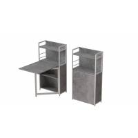 Стіл книга з етажеркою Практик 1 Ferrum-decor 1200x640x990 Білий метал ДСП Бетон 16 мм (FRD-104624)
