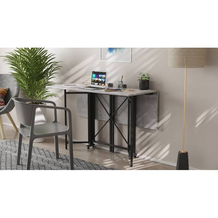 Стол-книга трансформер Спайдер Ferrum-decor 750x1150x880 Черный металл ДСП Бетон 16 мм (FRD-105094)