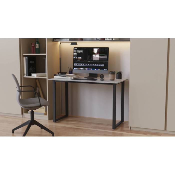 Стіл письмовий Кнап 2 Ferrum-decor 750x1200x700 Чорний метал ДСП Бетон 16 мм (FRD-106424)