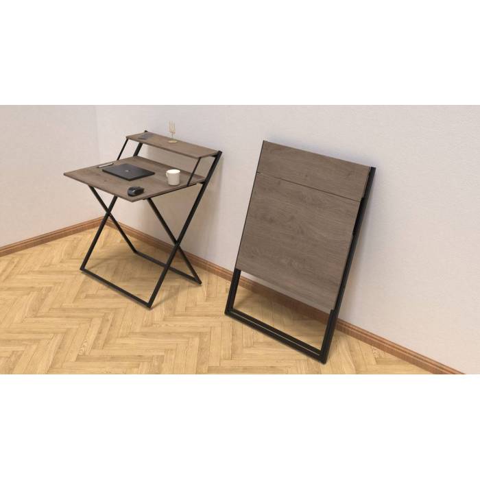 Стол трансформер Компакт 2 Ferrum-decor 750x790x720 Черный металл ДСП Дуб Сонома Трюфель 16 мм (FRD-104694)