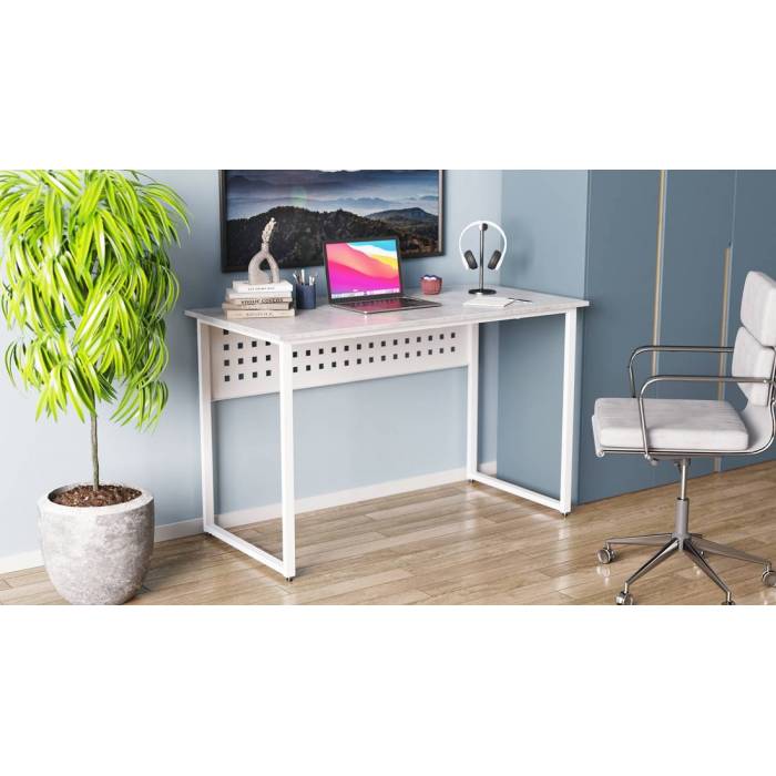 Стіл письмовий Майк Ferrum-decor 75x120x60 Білий метал ДСП Бетон 16 мм (FRD-106514)