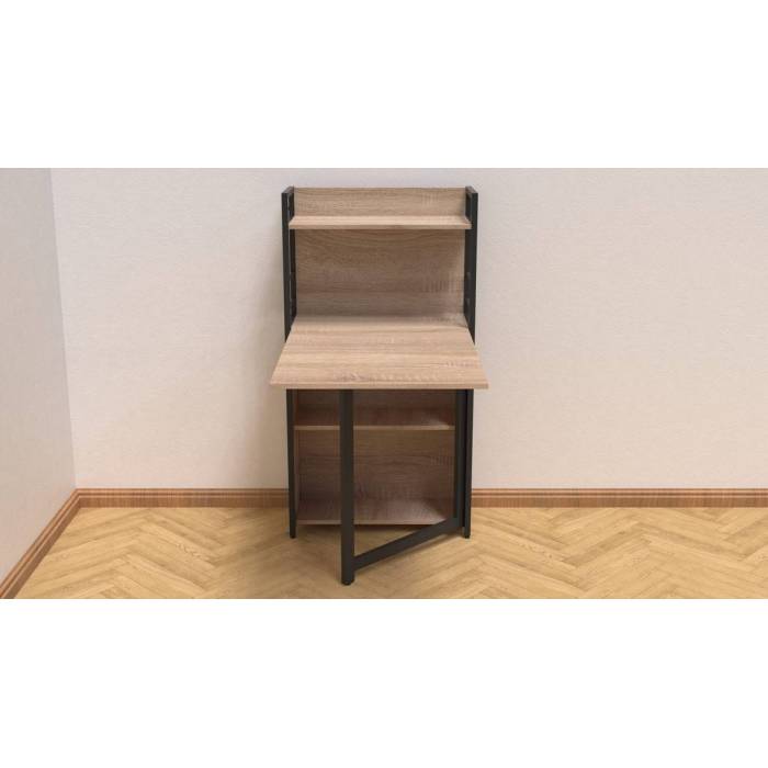 Стіл книга з етажеркою Практик 1 Ferrum-decor 1200x640x990 Чорний метал ДСП Дуб Сонома 16 мм (FRD-104614)
