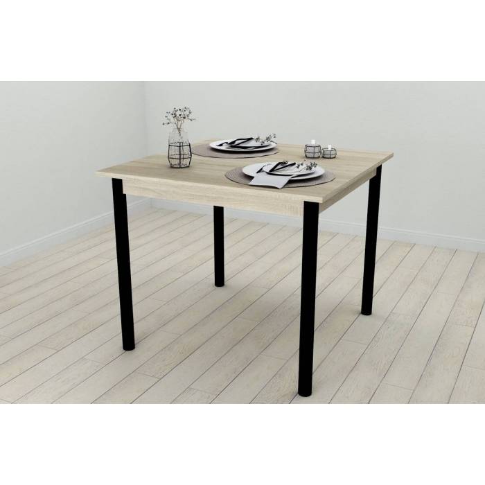 Кухонний стіл Ferrum-decor Агата 75x80x80 Чорний ДСП Сонома 16мм (FRD-106255)