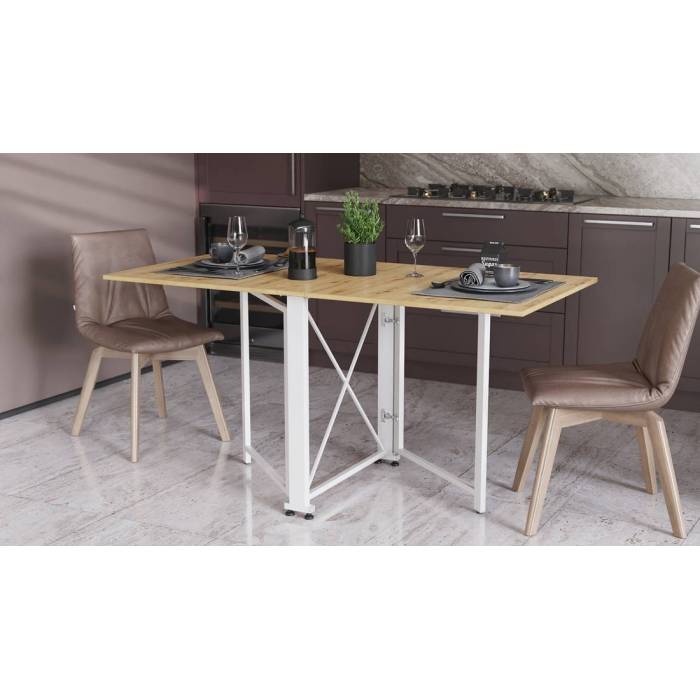 Стол-книга трансформер Орион 2 Ferrum-decor 750x1520x730 Белый металл ДСП Дуб Артизан 16 мм (FRD-104595)