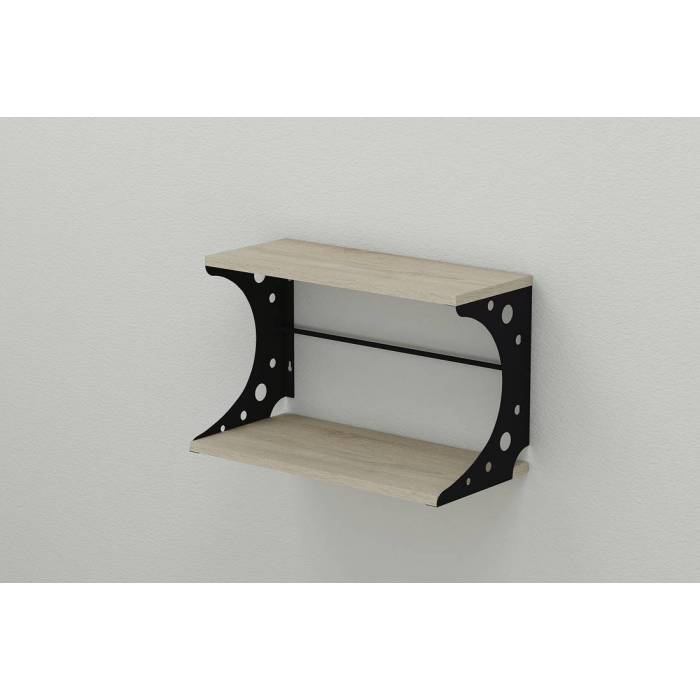 Полиця настінна Ferrum-decor Букін 330x500x240 метал Чорний ДСП Сонома 16 мм (FRD-102845)