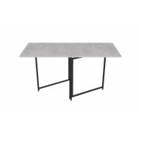 Стол трансформер книга Панама Ferrum-decor 75x148x68 Черный металл ДСП Бетон 16 мм (FRD-106825)