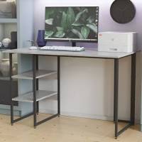 Письменный стол Кевин Ferrum-decor 75x100x60 Черный металл ДСП Бетон 32 мм (FRD-106546)