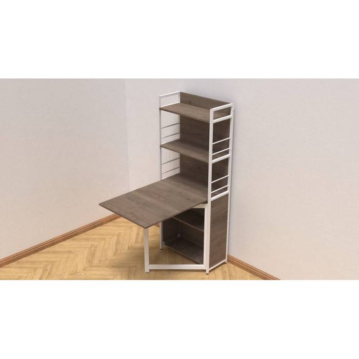 Стіл книга з етажеркою Практик 2 Ferrum-decor 1555x640x990 Білий метал ДСП Дуб Сонома Трюфель 16 мм (FRD-104636)