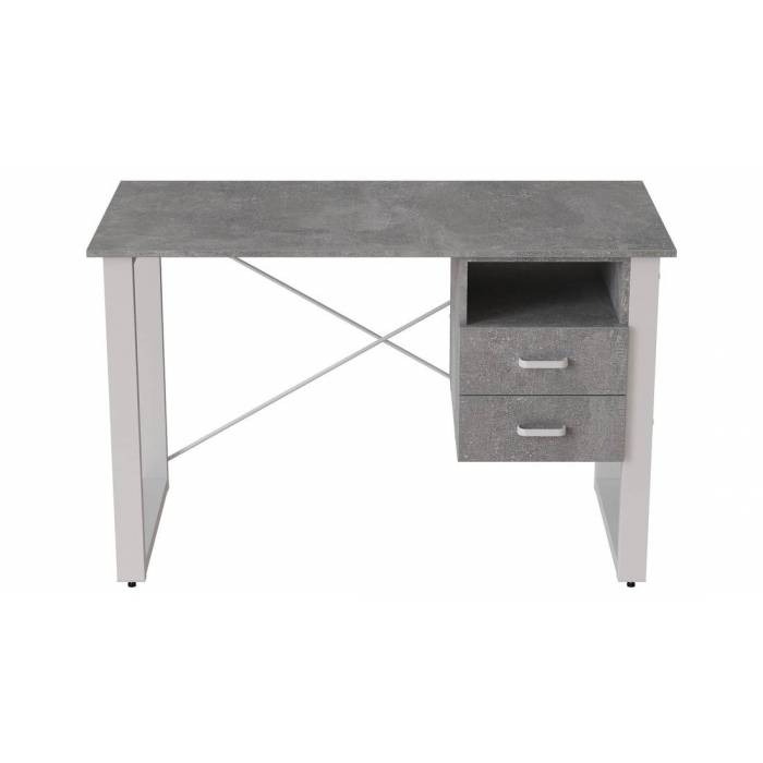 Письмовий стіл із ящиками Ferrum-decor Оскар 750x1200x600 метал Білий ДСП Бетон 16 мм (FRD-103226)